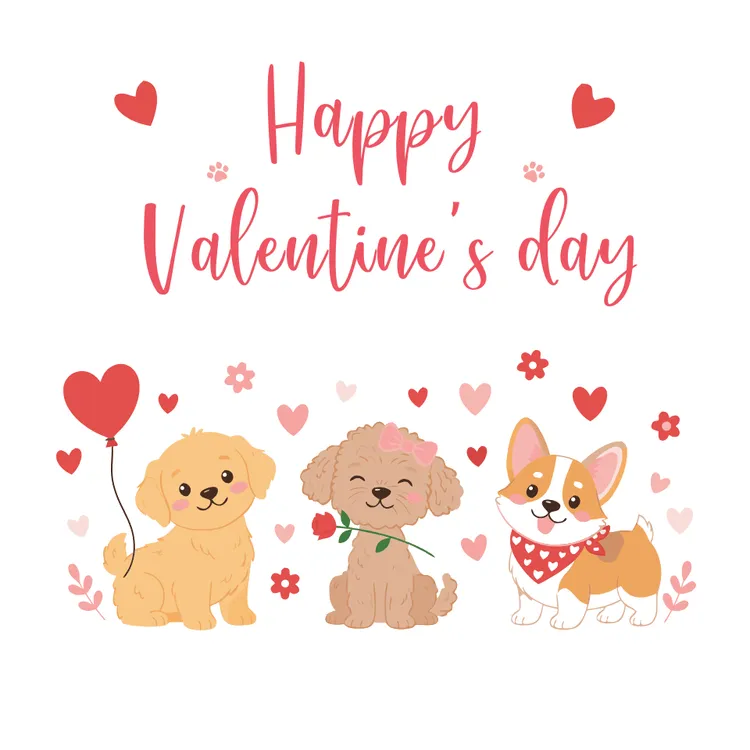 Three Puppy Friends Valentine’s Day Card