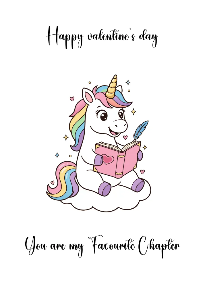 Unicorn Themed Valentine's Day Card