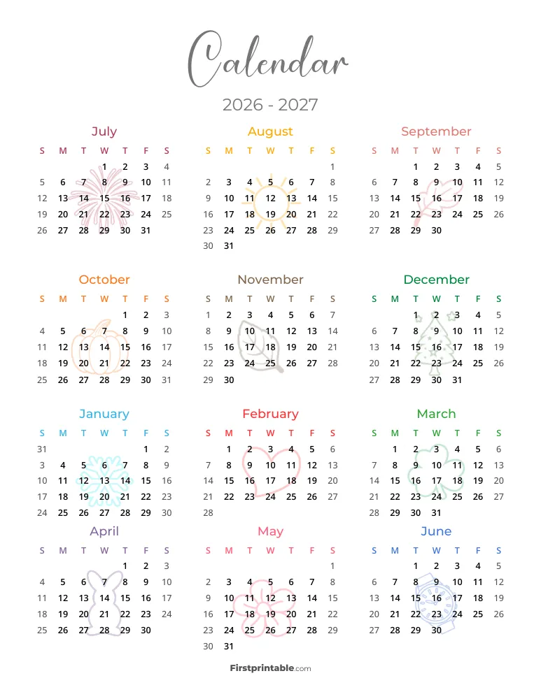 Yearly School Calendar Template 13