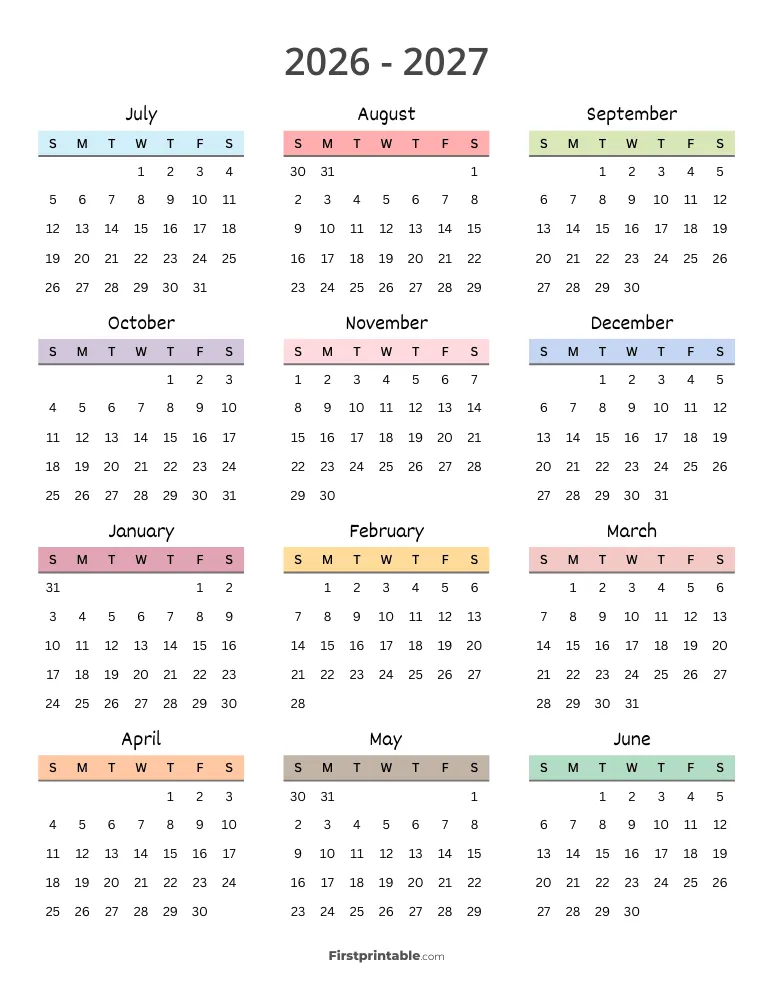 Yearly School Calendar Template 14