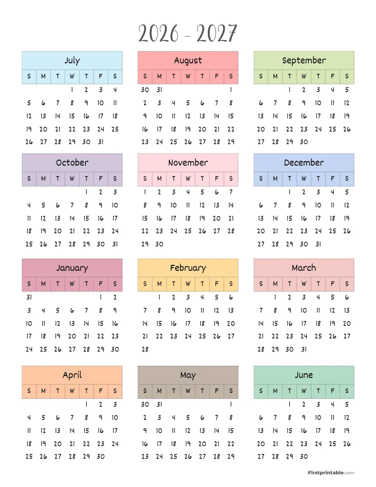 Yearly School Calendar Template 15