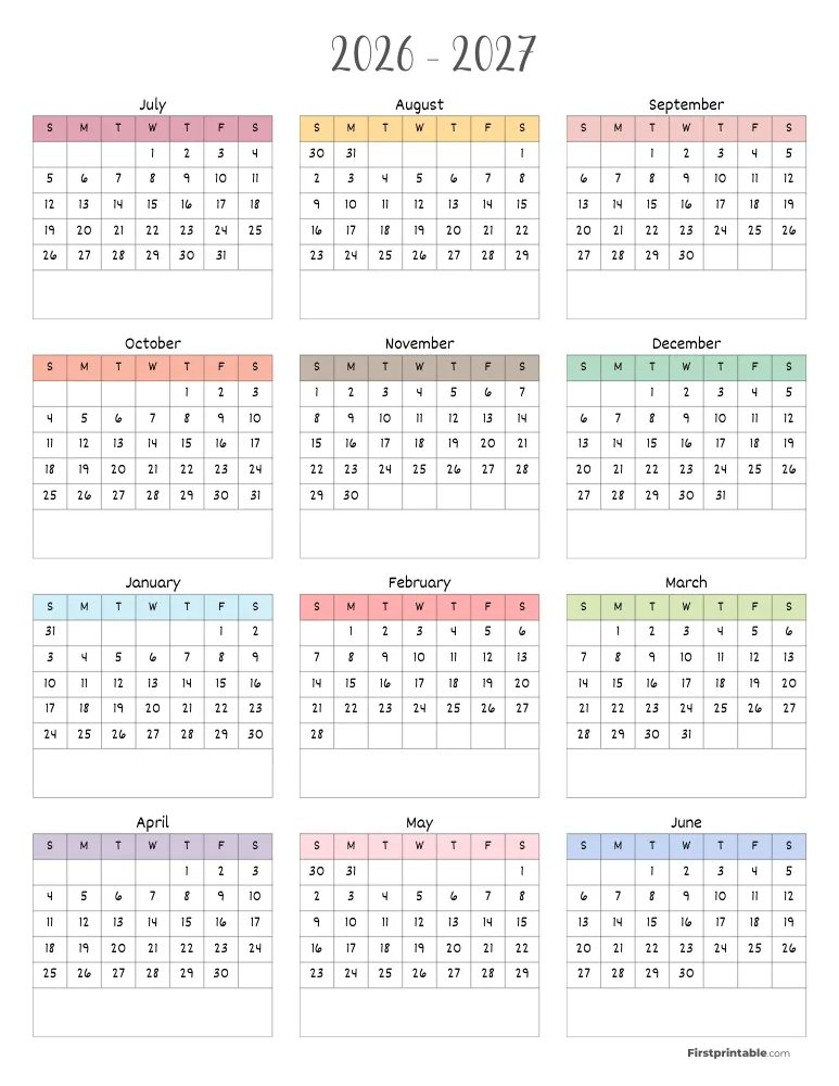 Yearly School Calendar Template 16