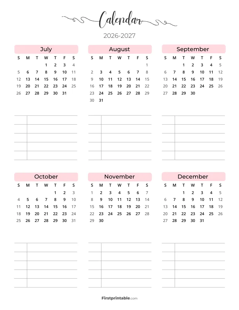 2026 - 2027 School Year Planner (Page 1)