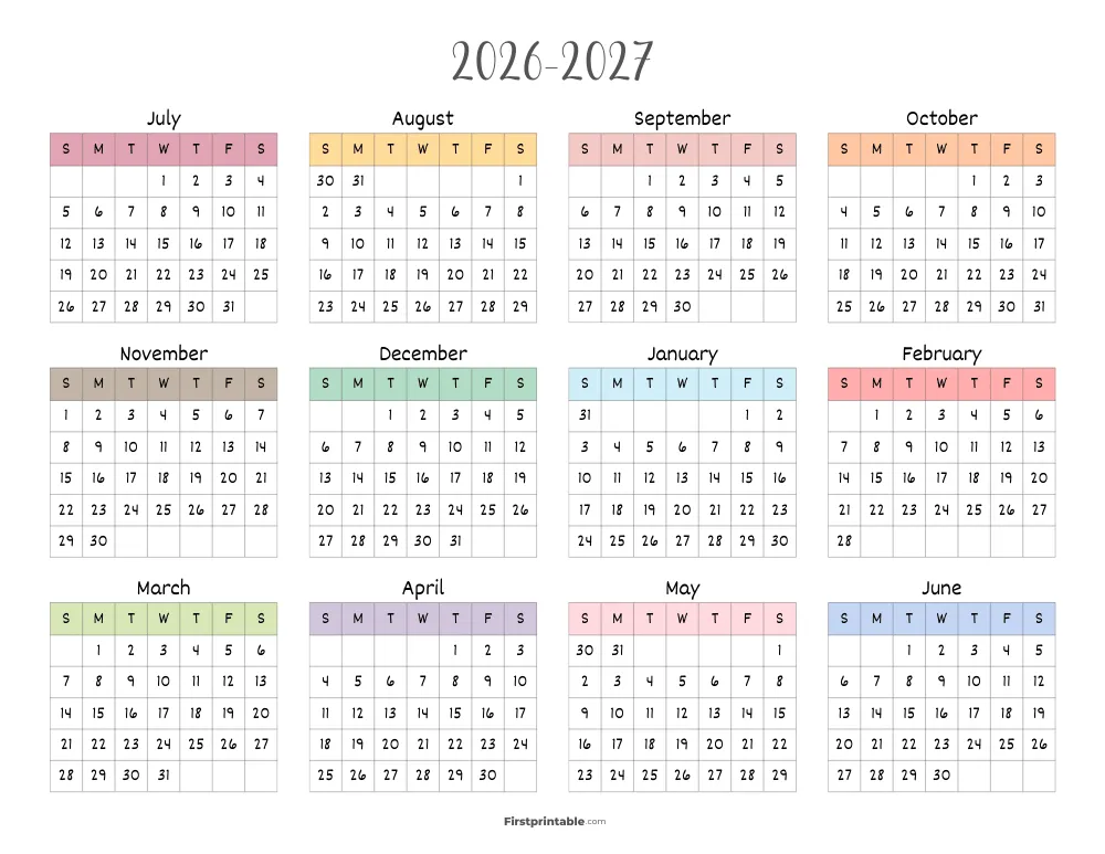 Yearly School Calendar Template 21