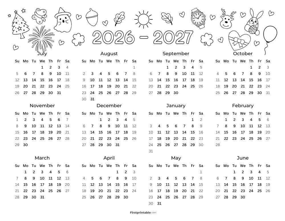Yearly School Calendar Template 24