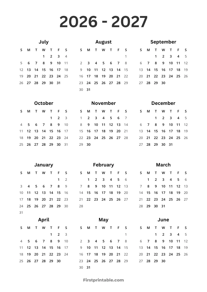 2026-2027 Calendar