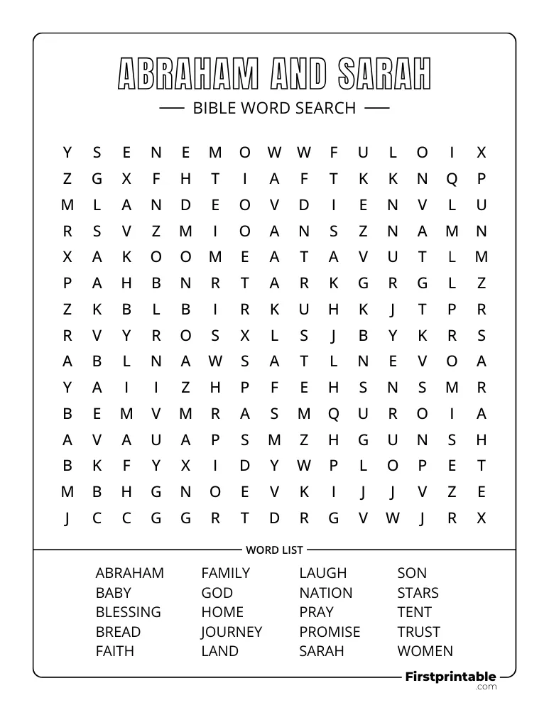 Abraham and Sarah Word Search