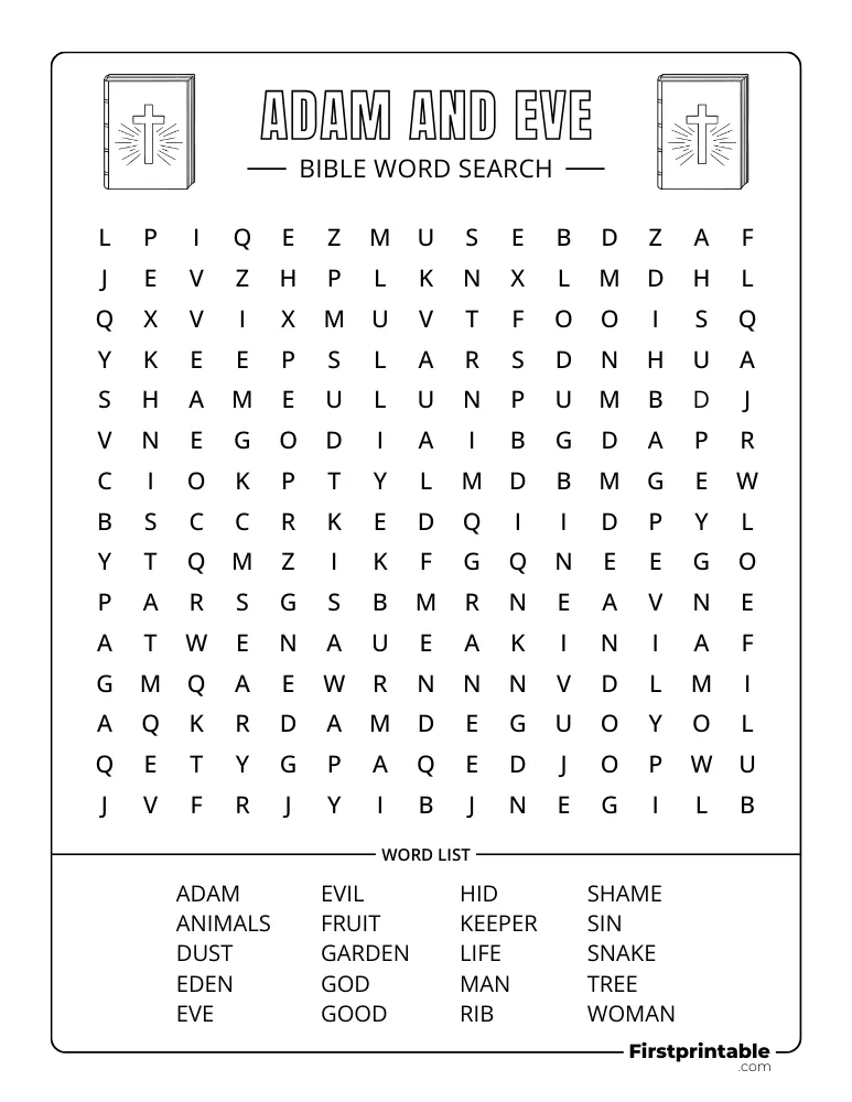 Adam and Eve Word Search