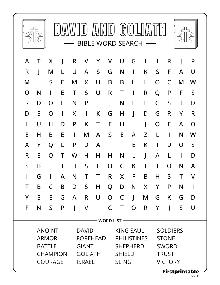 David and Goliath Word Search