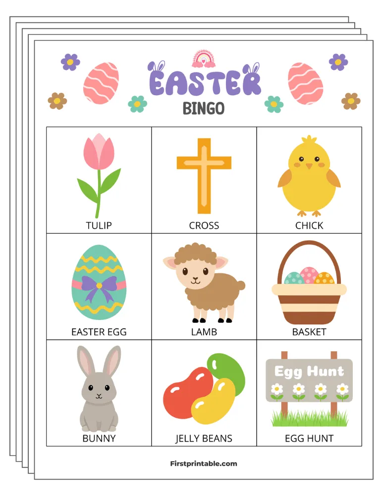 Easter Bingo Cards 01 - Half Page - 3x3 (30 Cards)