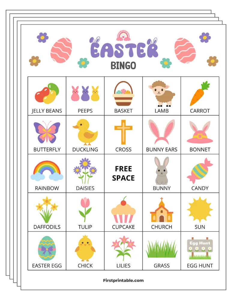 Easter Bingo Cards 01 - Half Page - 5x5 (30 Cards)
