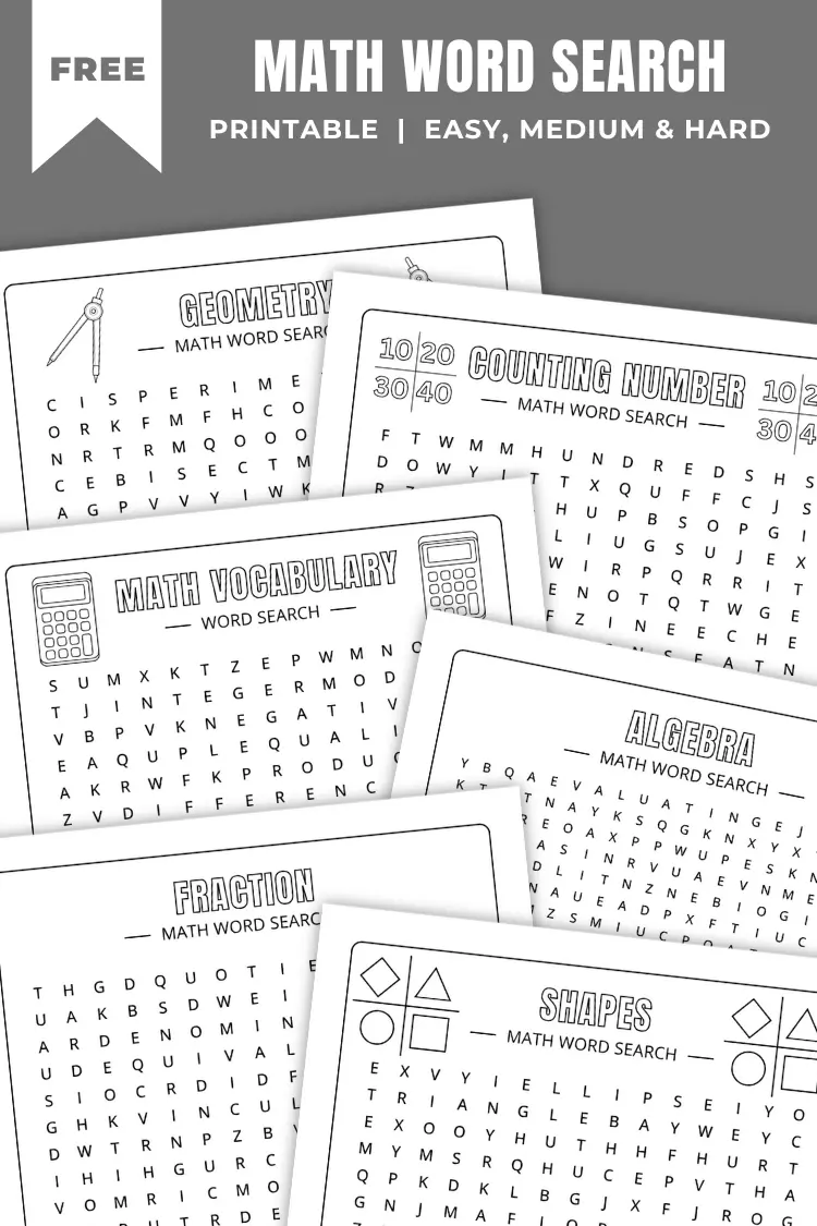 Math Word Search Puzzles | Free Printable
