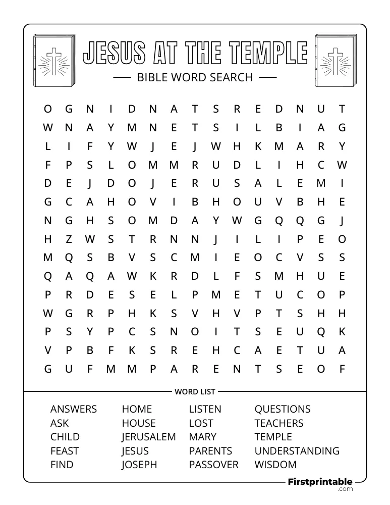 Jesus at the Temple Word Search