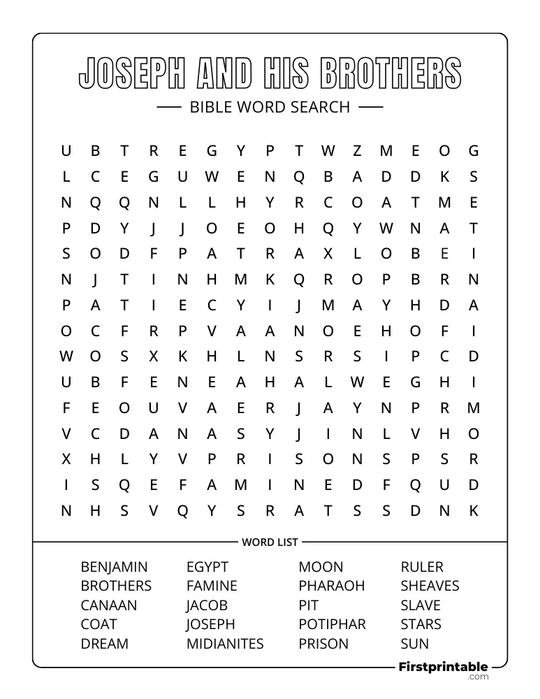 Joseph and his Brothers Word Search