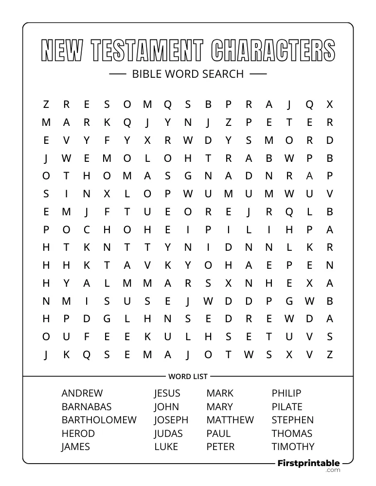 New Testament Bible Characters Word Search