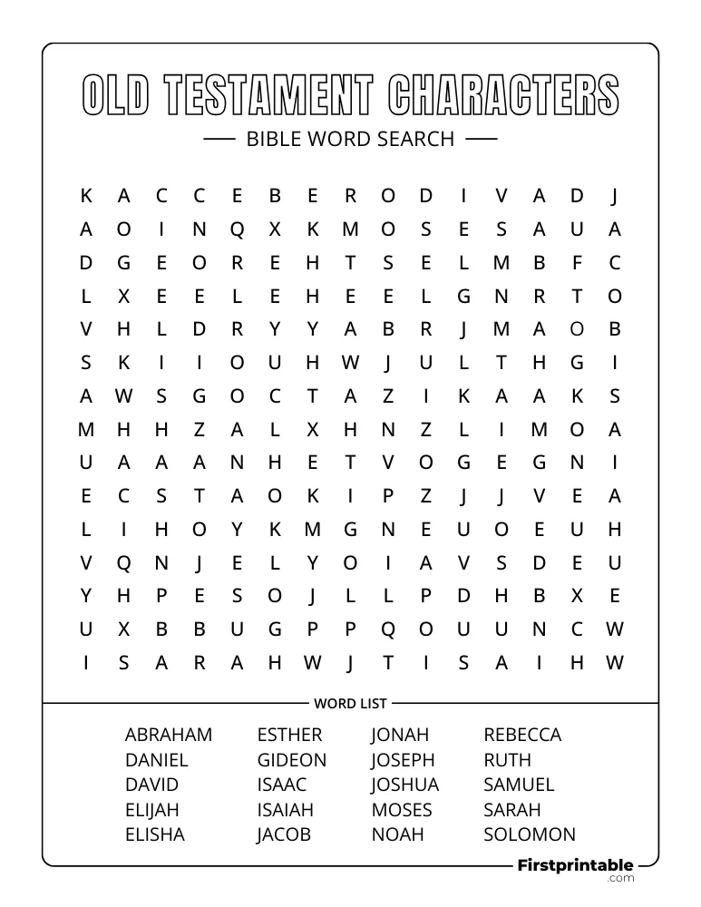 Old Testament Bible Characters Word Search