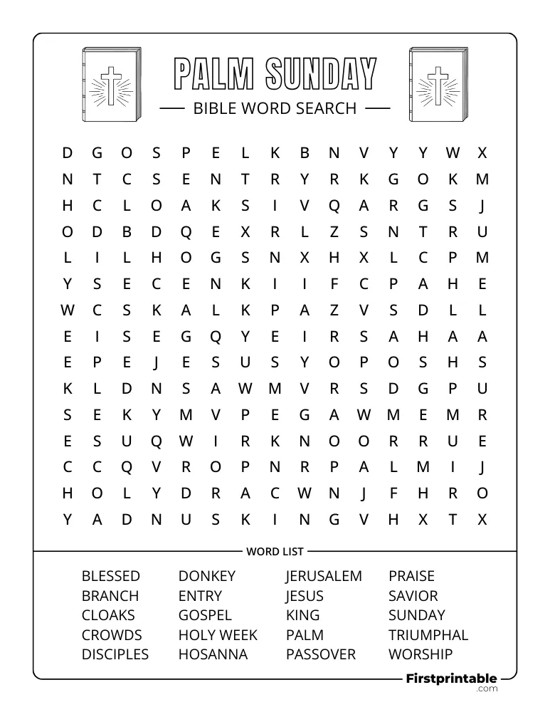 Palm Sunday Word Search