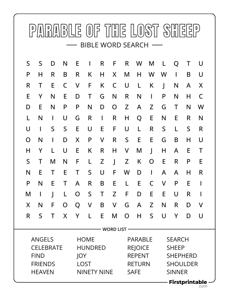 Parable of the Lost Sheep Word Search