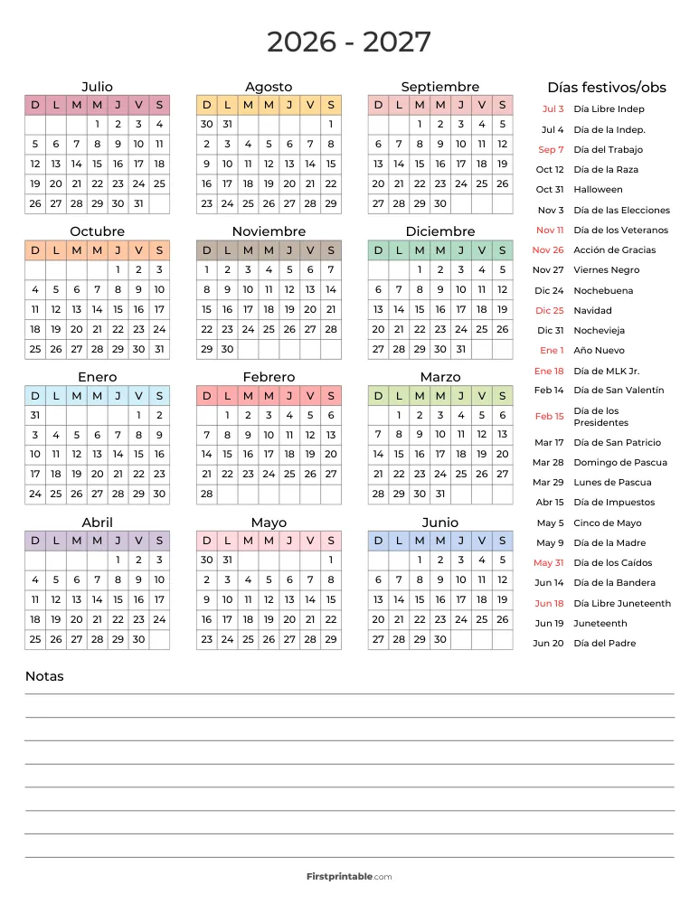 Plantilla de calendario anual escolar 02