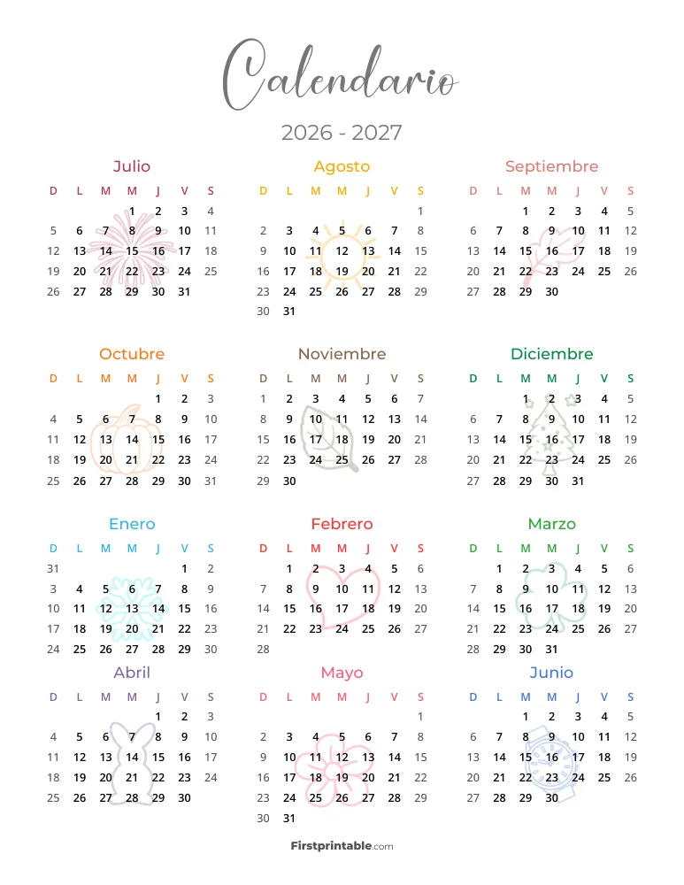 Plantilla de calendario anual escolar 13