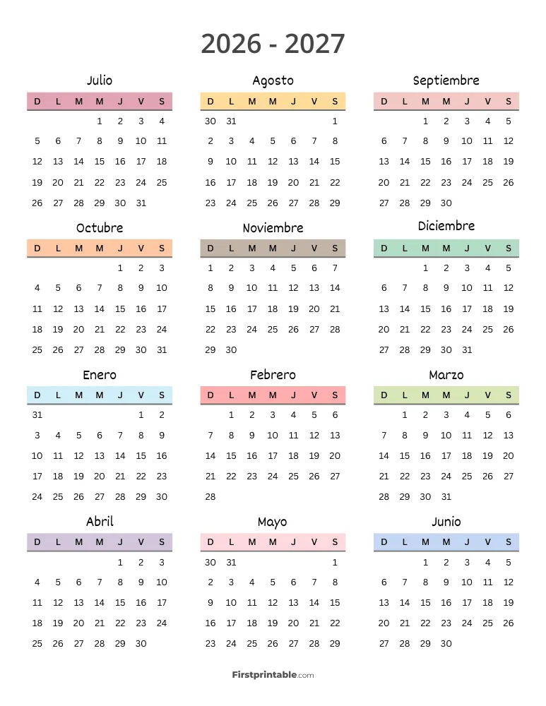 Plantilla de calendario anual escolar 14