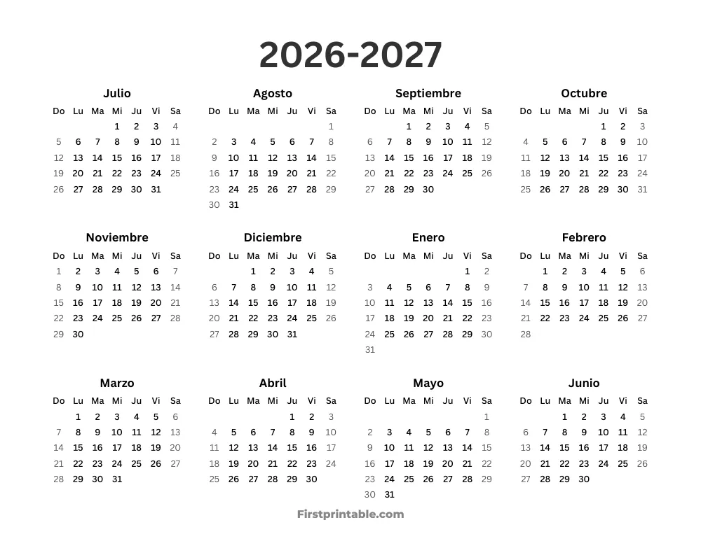 Plantilla de calendario anual escolar 20