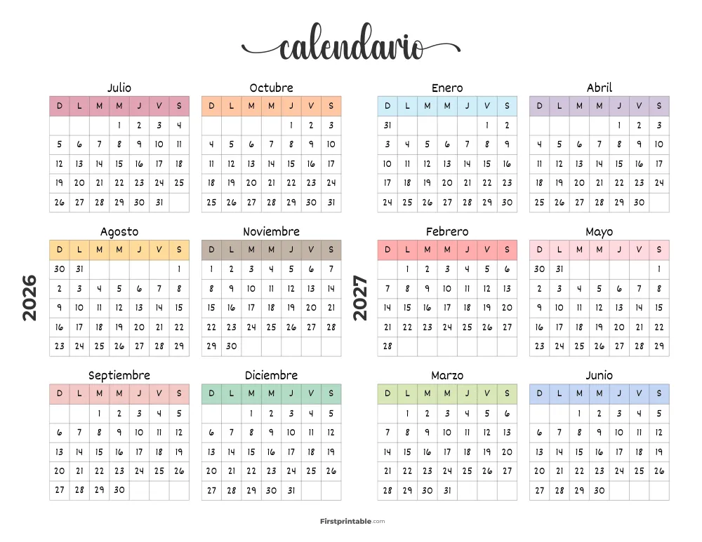 Plantilla de calendario anual escolar 23