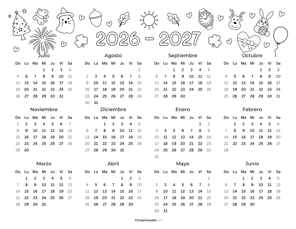 Plantilla de calendario anual escolar 24