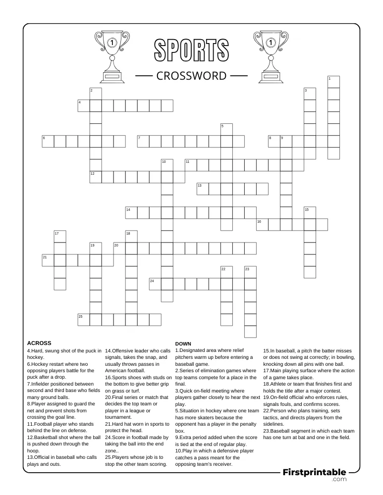 Sports Crossword - Hard 03