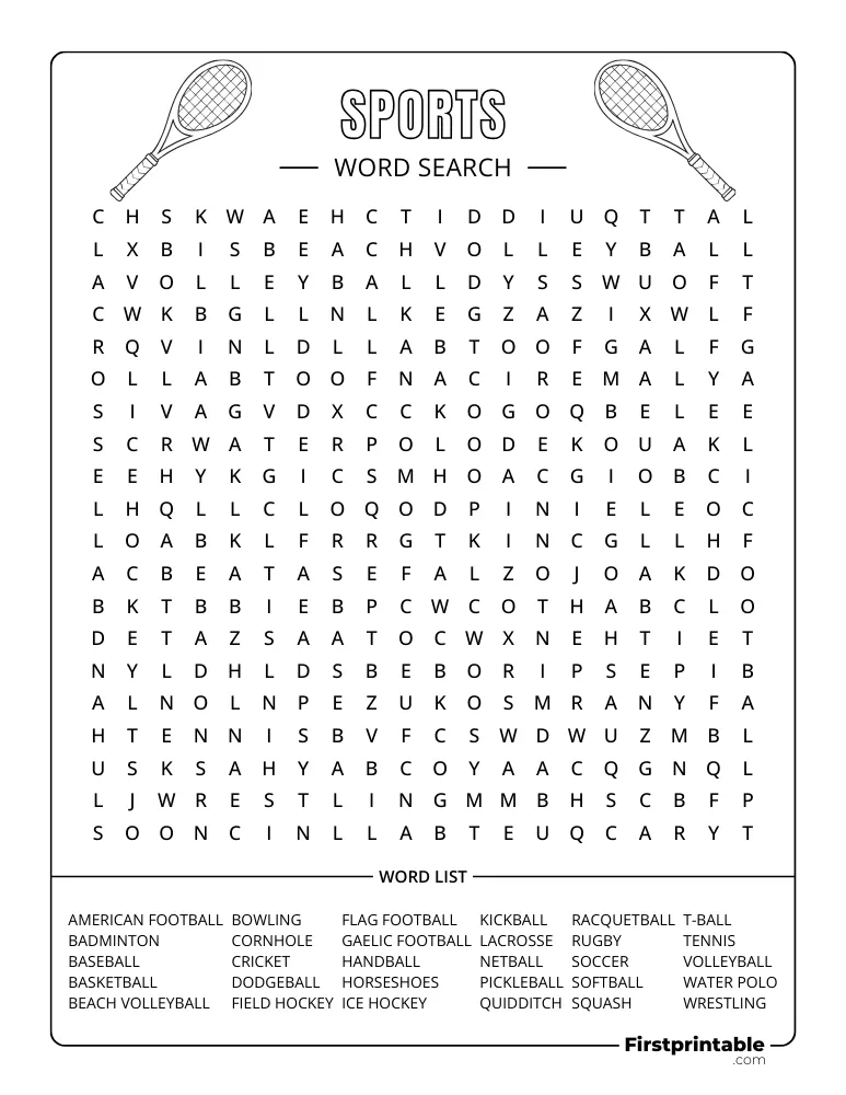 Sports Word Search - Hard 01