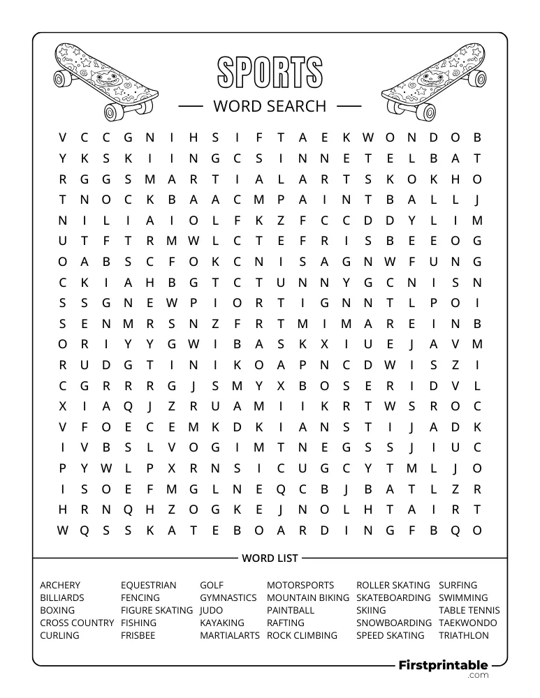 Sports Word Search - Hard 02