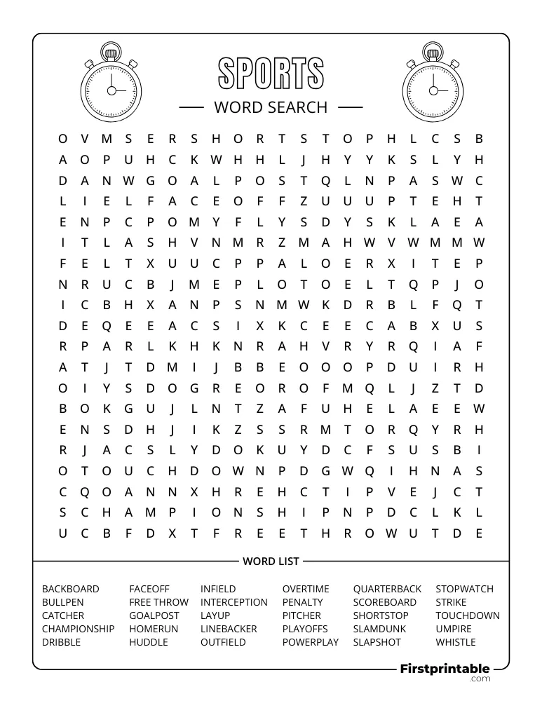 Sports Word Search - Hard 01