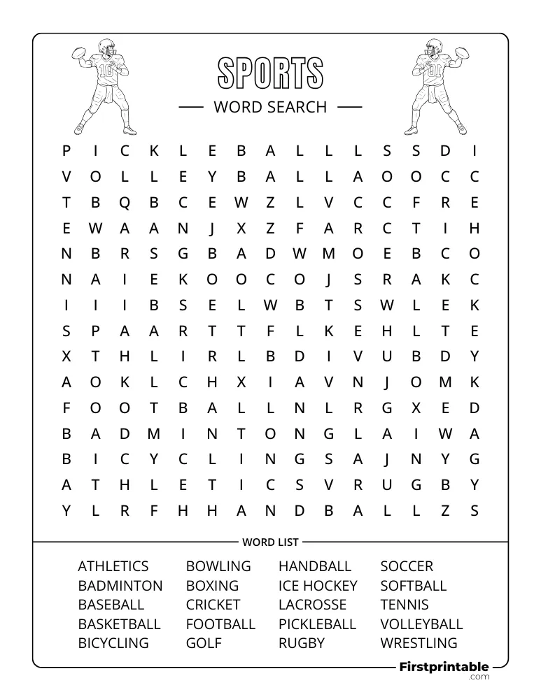 Sports Word Search - Medium 01