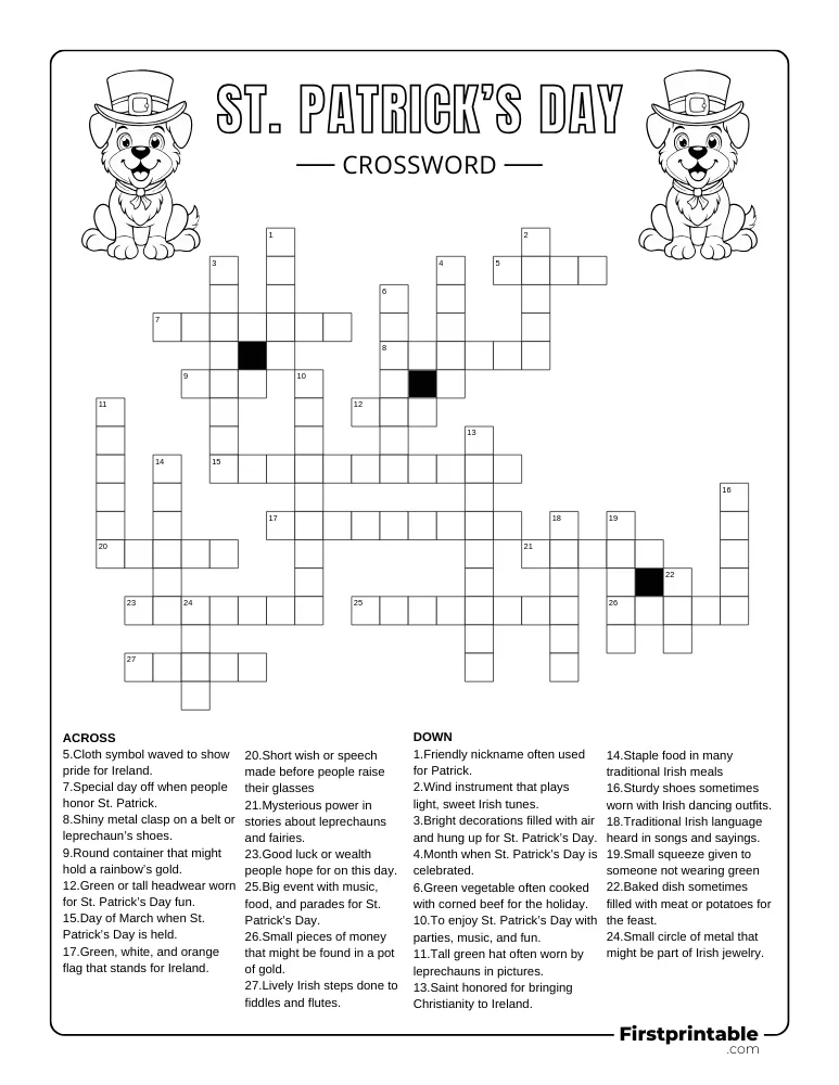 St. Patrick's Day Crossword - Hard 02