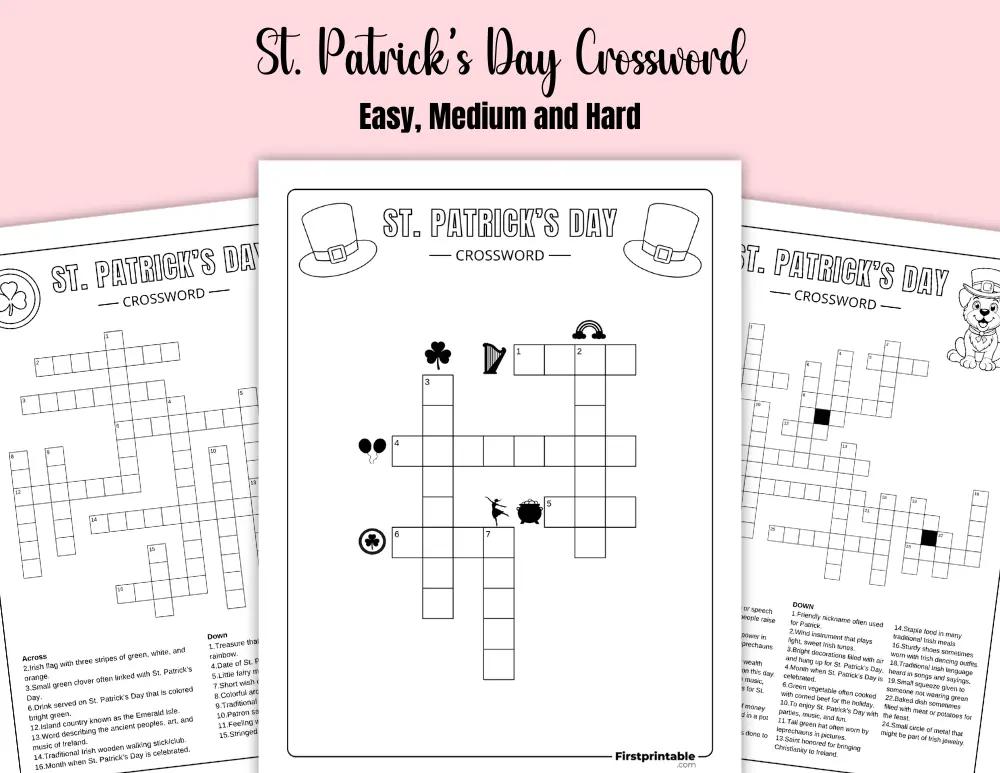 Printable St Patricks Day Crossword Printable St Patricks Day Crossword