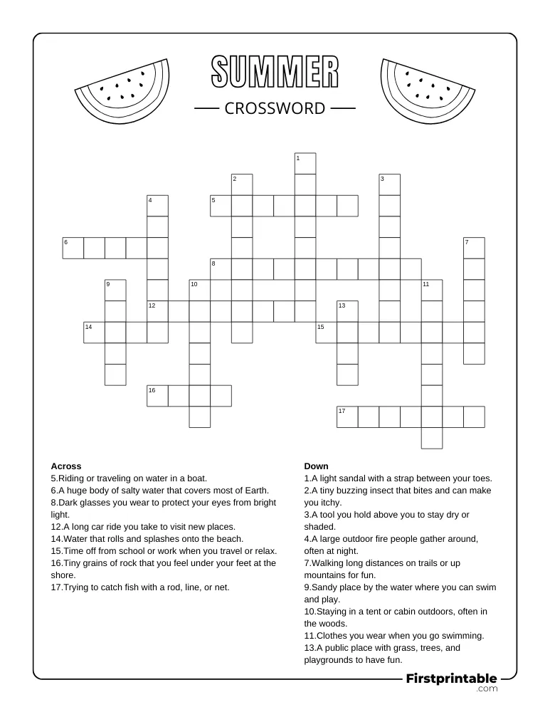 Summer Crossword - Medium 02