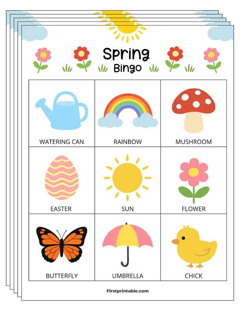Spring Bingo Cards 01 - 3x3 (30 Cards)