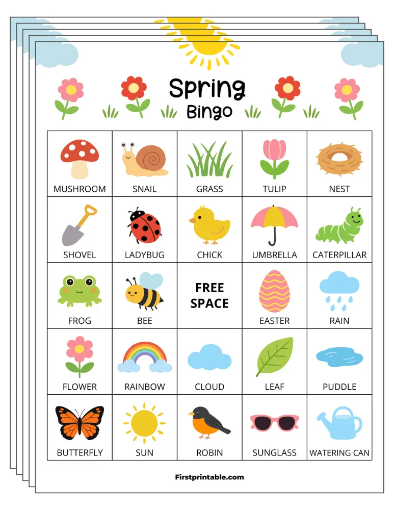 Spring Bingo Cards 01 - 5x5 (30 Cards)