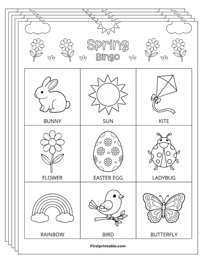 Spring Bingo Cards 02 - Half Page - 3x3 (30 Cards)