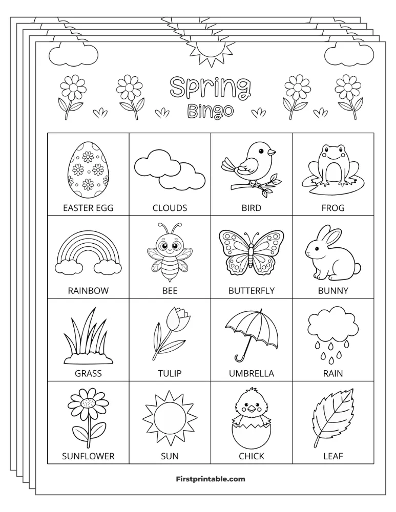 Spring Bingo Cards 02 - Half Page - 4x4 (30 Cards)