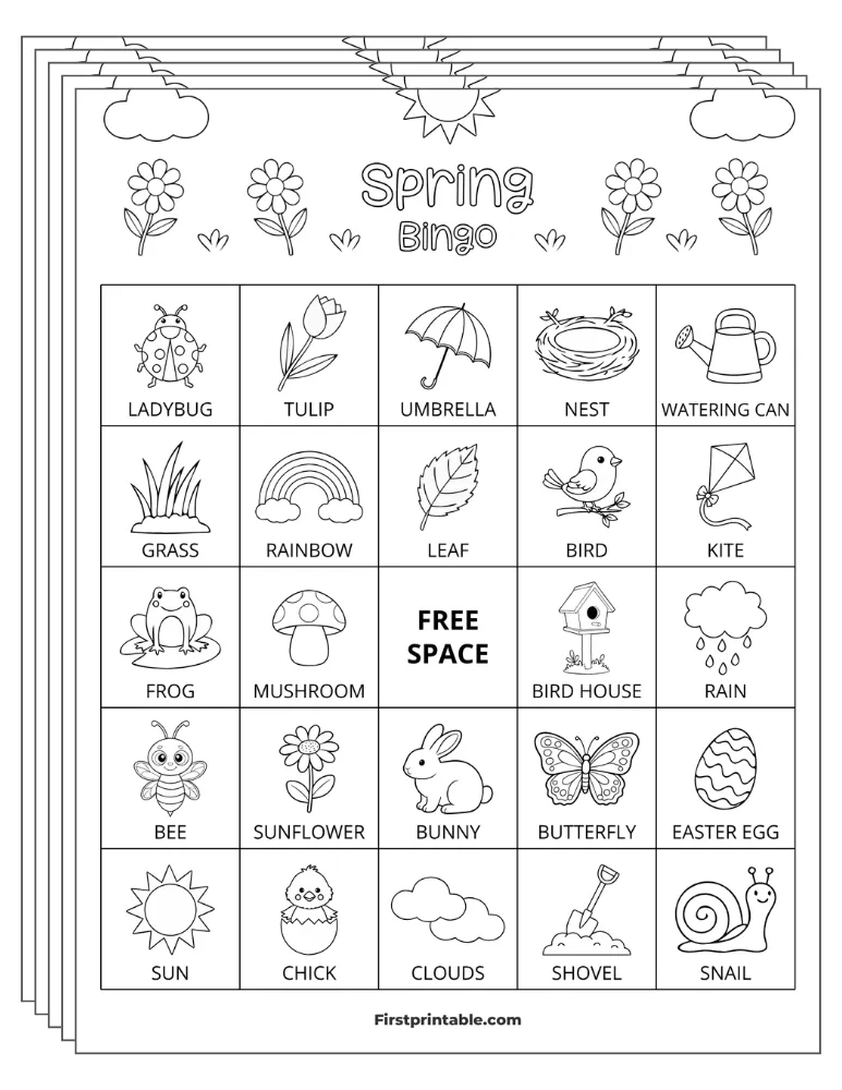 Spring Bingo Cards 02 - Half Page - 5x5 (30 Cards)