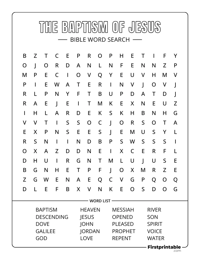 The Baptism of Jesus Word Search