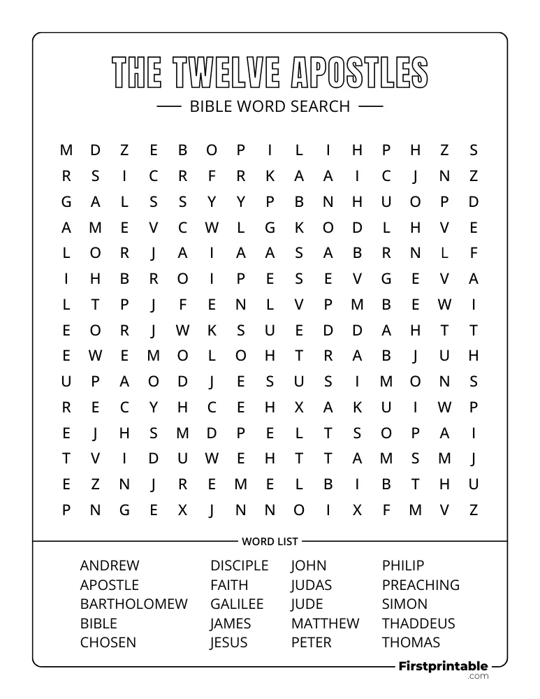 The Twelve Apostles Word Search