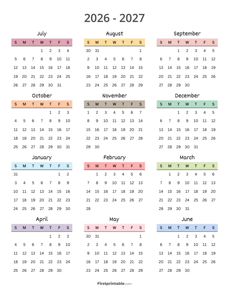 Yearly School Calendar Template 14