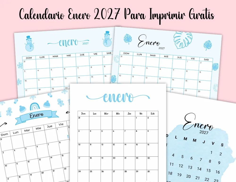 Calendario Enero 2027 Para Imprimir Gratis en Español Calendario Enero 2027 Para Imprimir Gratis en Español
