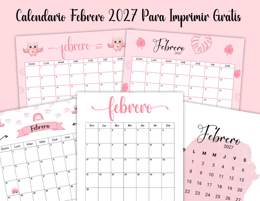 Calendario Febrero 2027 Para Imprimir Gratis en Español Calendario Febrero 2027 Para Imprimir Gratis en Español