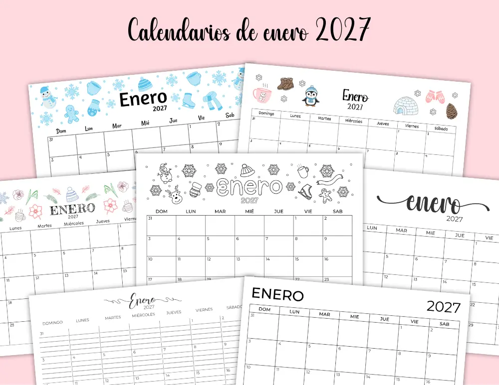 Calendarios imprimibles de enero de 2027