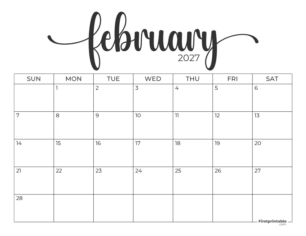 February 2027 Calendar