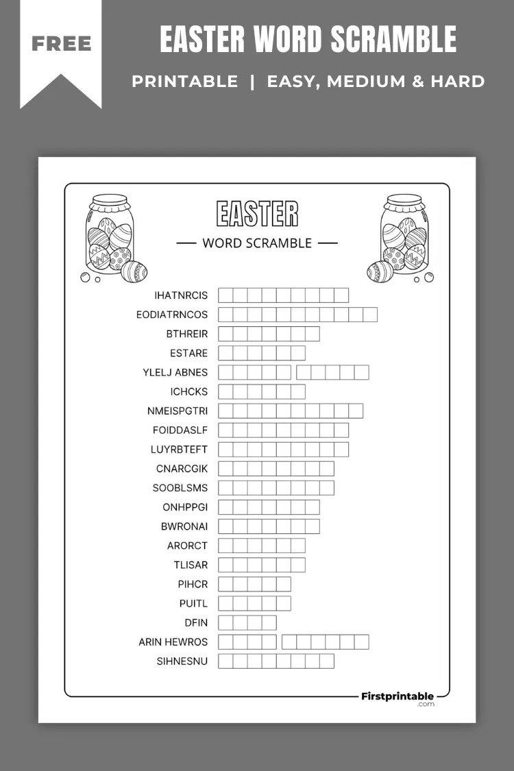 Easter Word Scramble | Free PDF Printables