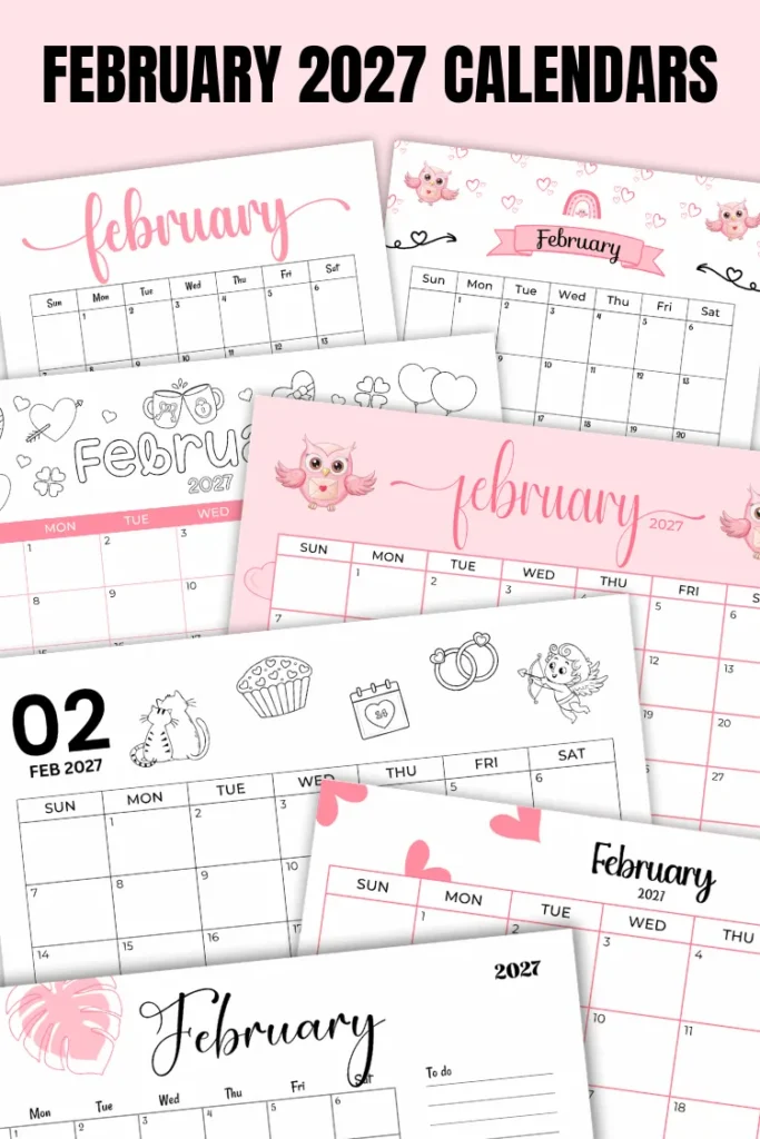 February 2027 Calendars | 40 Free Printable PDF
